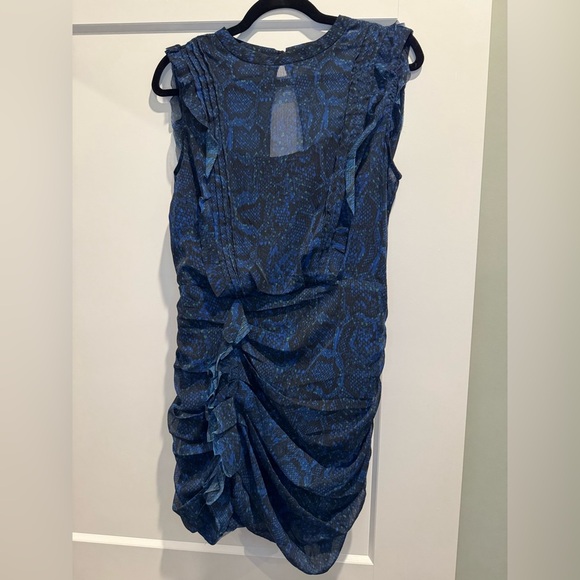 All saints Hali Tamora Snakeskin Print Dress open back ruched sheer - Picture 4 of 6